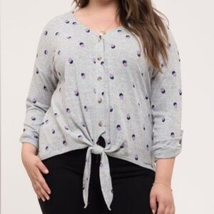 Perch by Blu Pepper Size 2XL Gray Button Up Purple Blue Polka Dot With Tie New